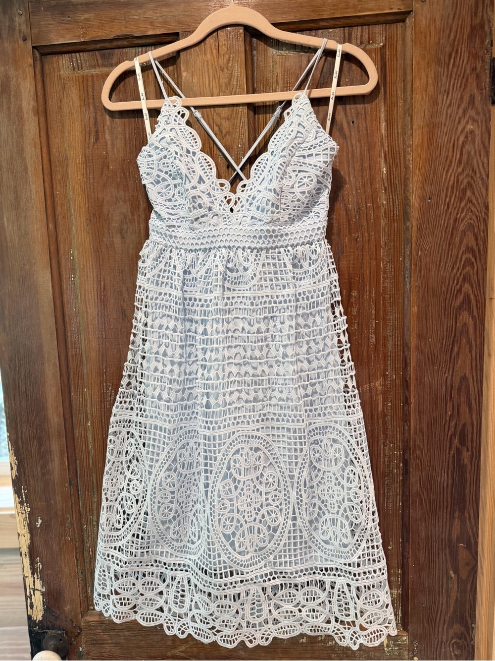 Light Blue Crochet Lace Spaghetti Strap Dress